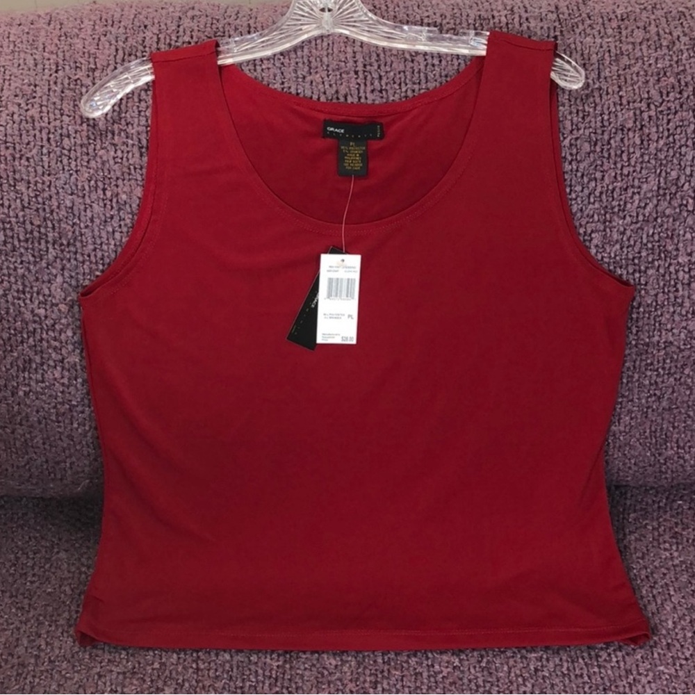 GRACE ELEMENTS Petite Mia Sleeveless Knit Top Clove Red PL New NWT - Picture 6 of 11